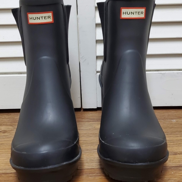 ⚠️SOLD HUNTER Womens Original Block High Heel Chelsea Rain Boots. Black. US 8 - Picture 6 of 11